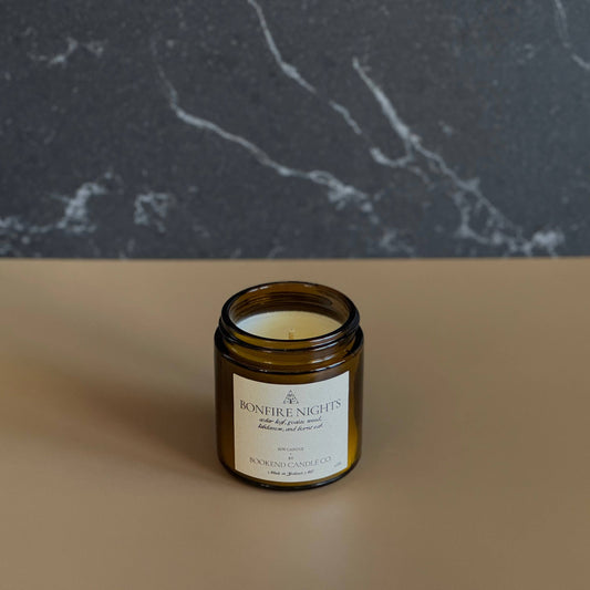 Campfire Candle - Bonfire Nights Candle - Amber Glass Soy