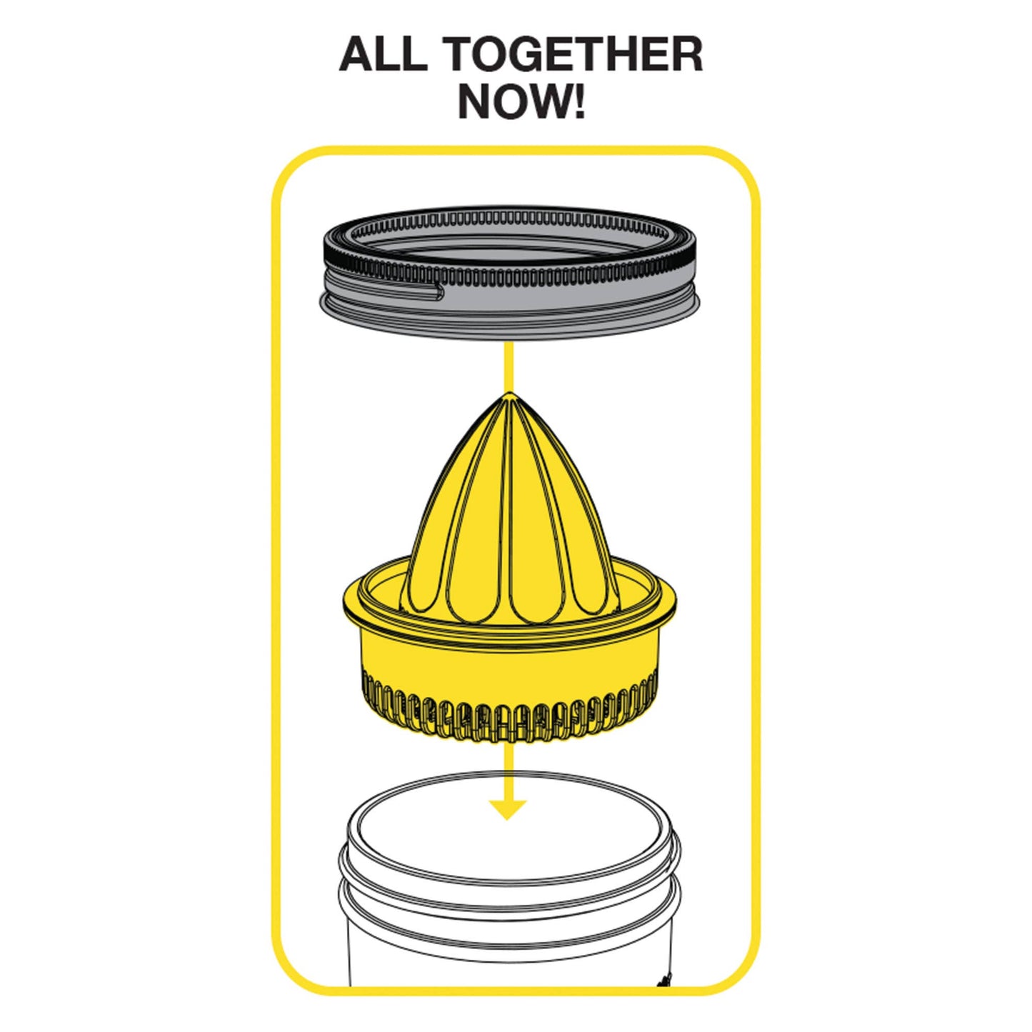 Jarware Juicer Lid for Wide Mouth Mason Jar, Yellow