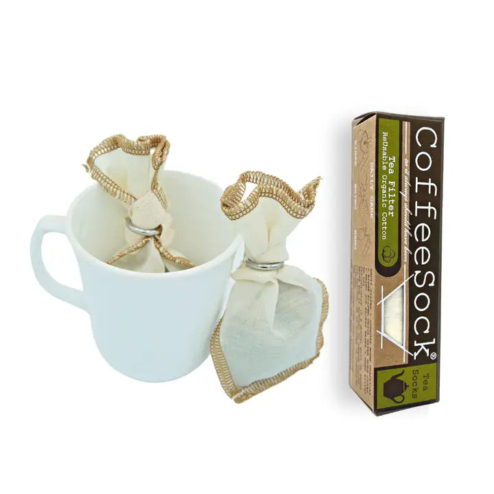 Two reusable cotton tea sock