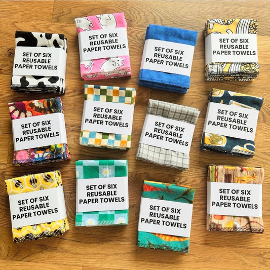 Assorted Six Pack Reusable Paper Towels Folded