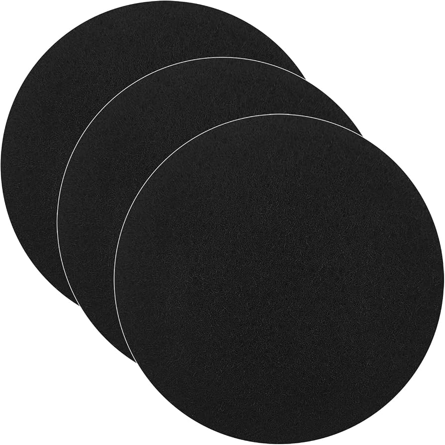 Three round charcoal compost bucket filters