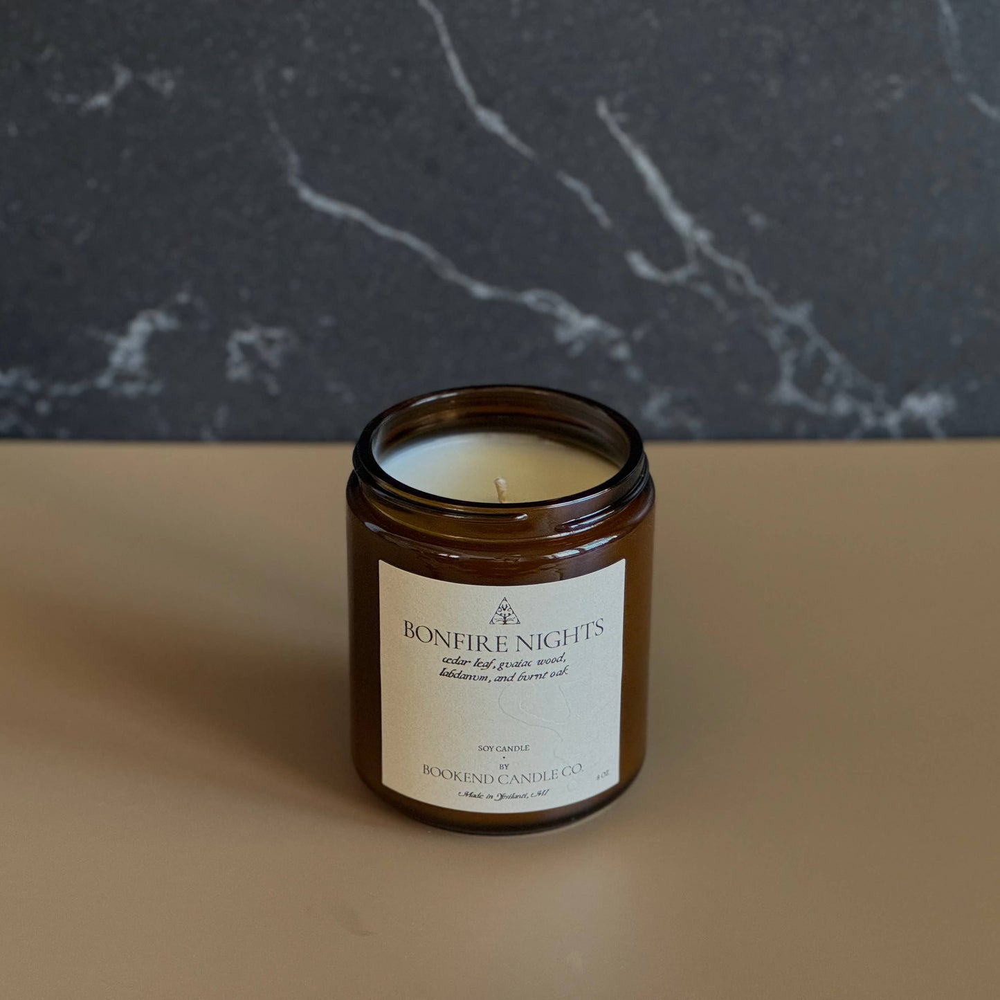 Campfire Candle - Bonfire Nights Candle - Amber Glass Soy