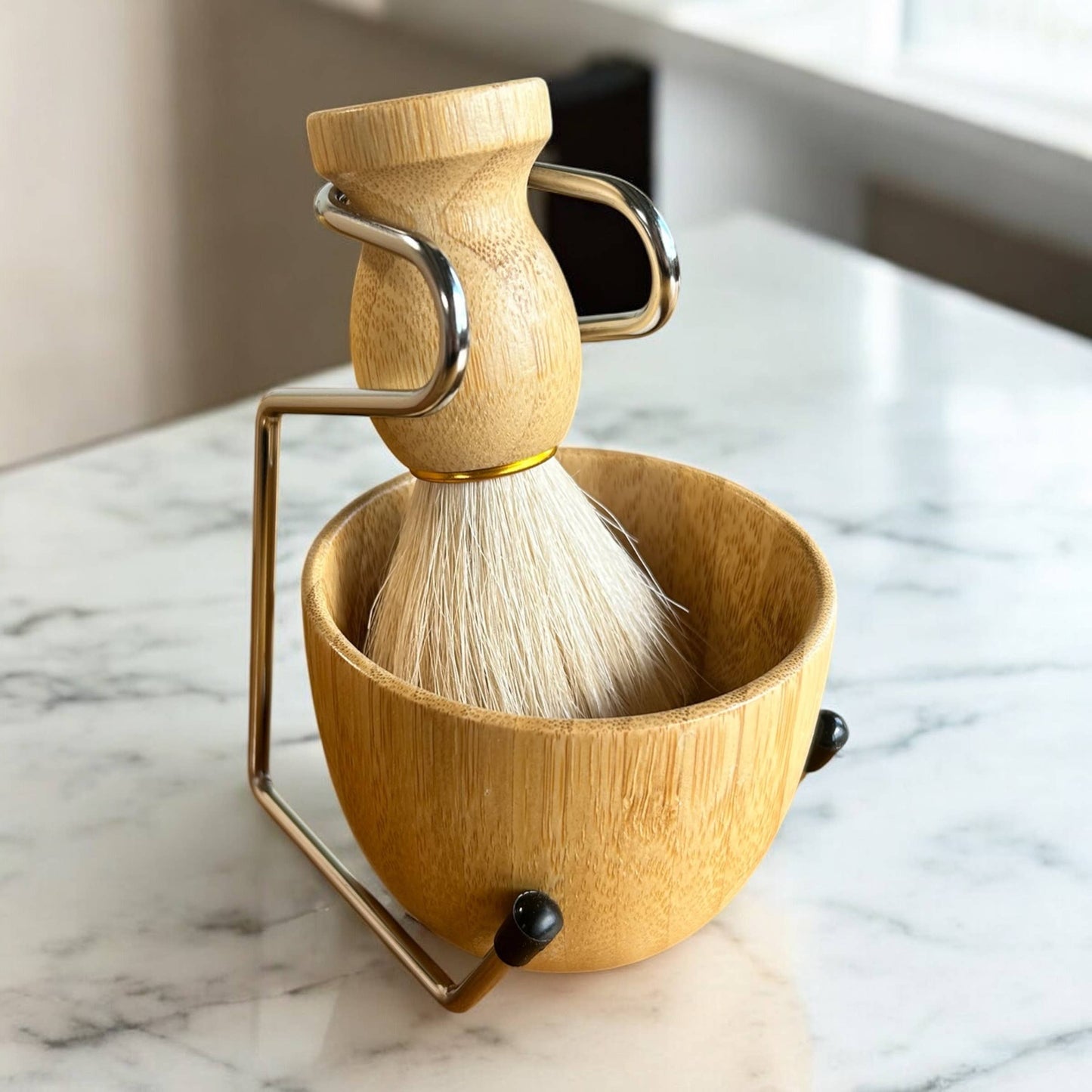Shaving Brush and Stand 3-in-1 Set