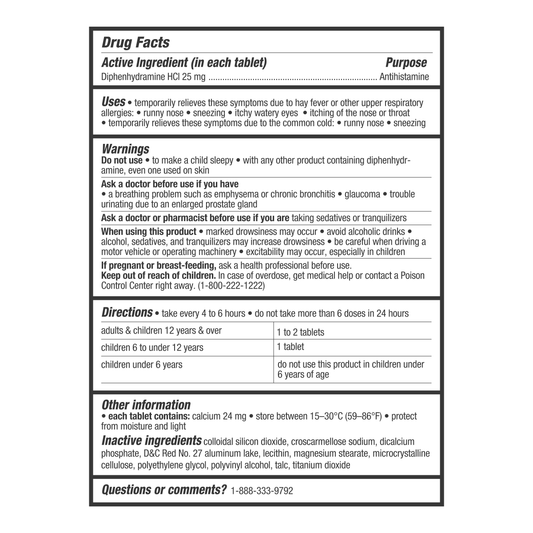 Allergy Relief: Diphenhydramine (Compares to Benadryl® Allergy)