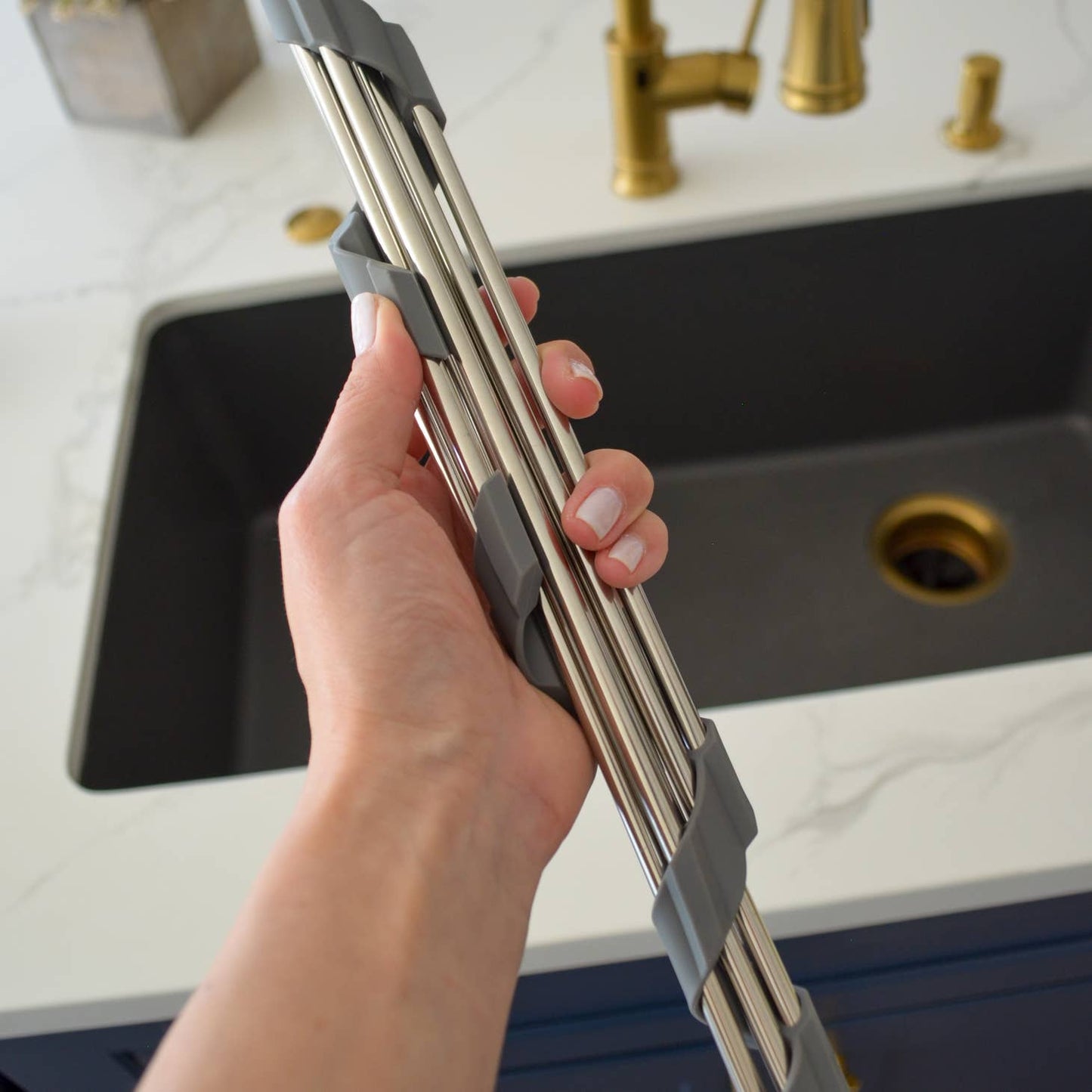 Corner Roll-Up Sink Rack