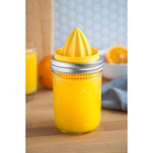 Jarware Juicer Lid for Wide Mouth Mason Jar, Yellow