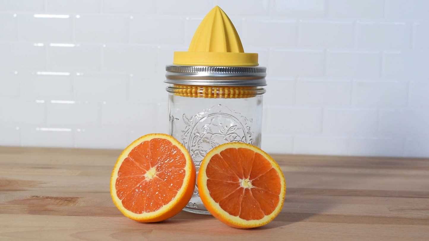 Jarware Juicer Lid for Wide Mouth Mason Jar, Yellow