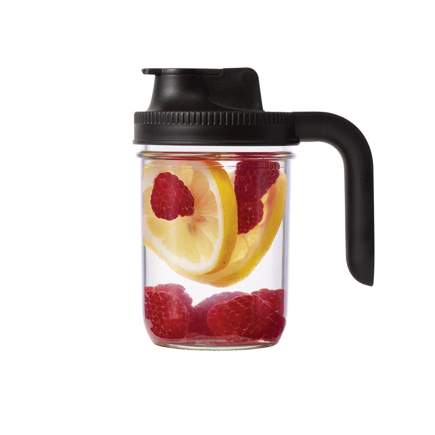 Jarware Black Spout Lid With Handle for Wide Mouth Mason Jar