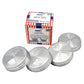 Set of four mason jar spice lids with varying spouts.